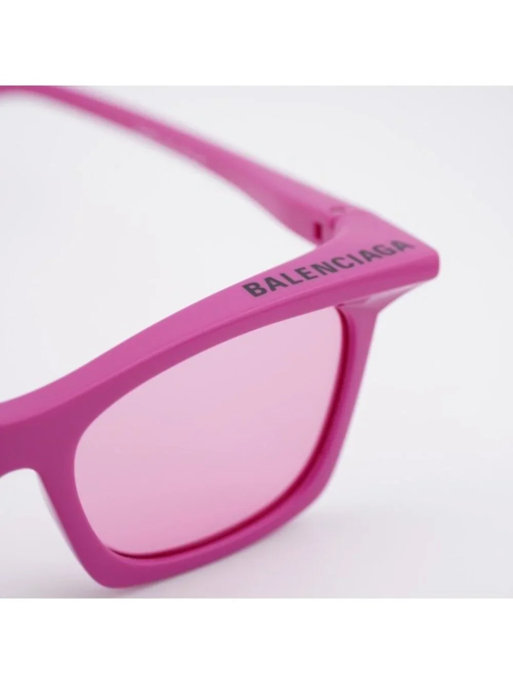 Balenciaga BB0099S 003 Sunglasses Violet Rectangle Frame, Pink Lenses